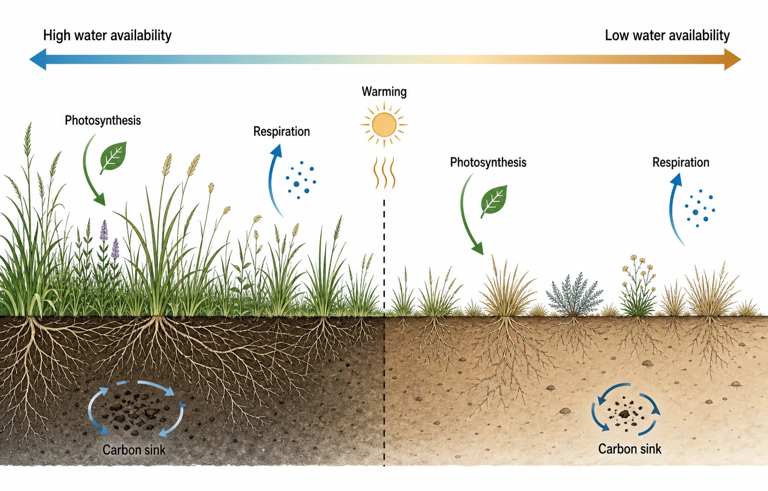 Ecology Concept Figure — Mechanisms across an environmental gradient