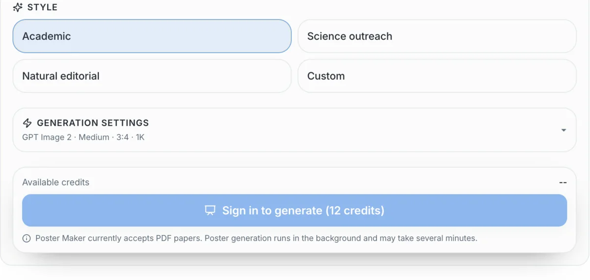 Step 2: Choose the poster direction in the scientific poster maker