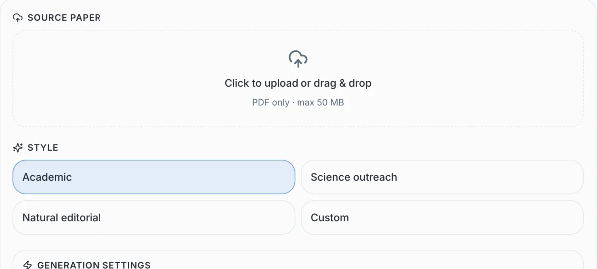 Step 1: Upload your research PDF in the scientific poster maker